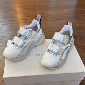 Stella McCartney Metallic Silver and White Sneakers